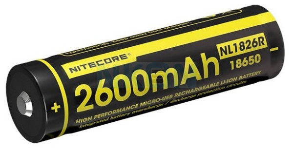 Nitecore 18650 NL1826R USB 2600mAh (protected) - 5A 