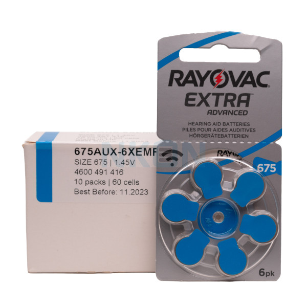 60x 675 Rayovac Extra hoorbatterijen