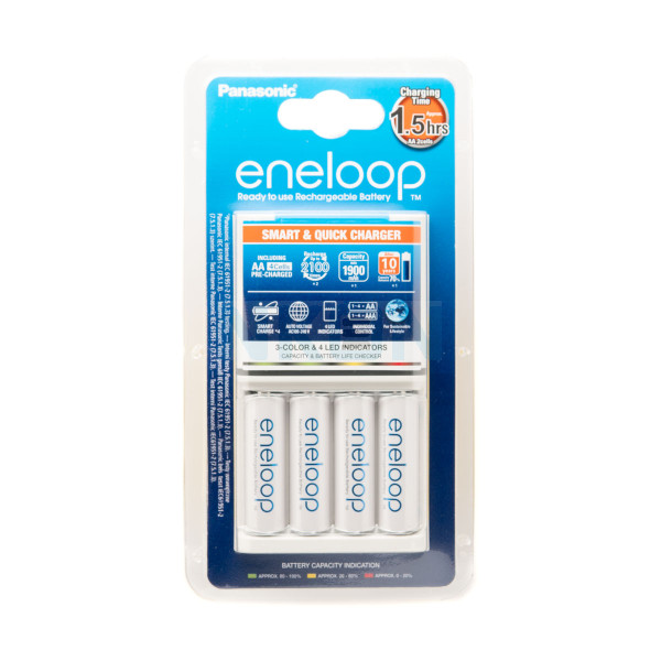 Panasonic Eneloop BQ-CC55 batterijlader + 4 AA Eneloop (1900 mAh)