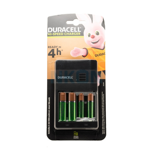 Duracell HI-Speed batterijlader + 2 AA Duracell (1300mAh) + 2 AAA Duracell (850mAh)