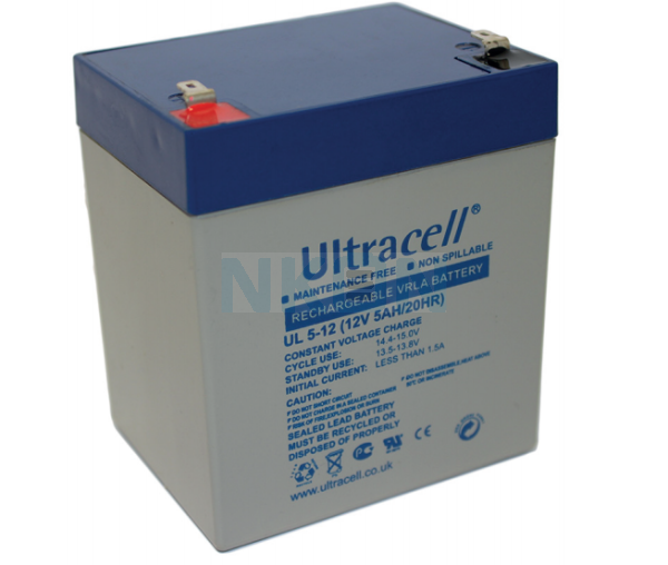 Ultracell UL5-12 12V 5Ah Bateria chumbo-ácido