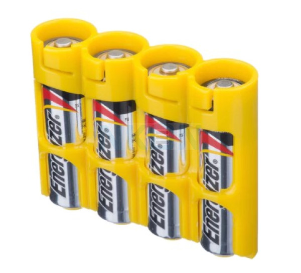 4 baterias AA Powerpax Estojo para - Amarelo