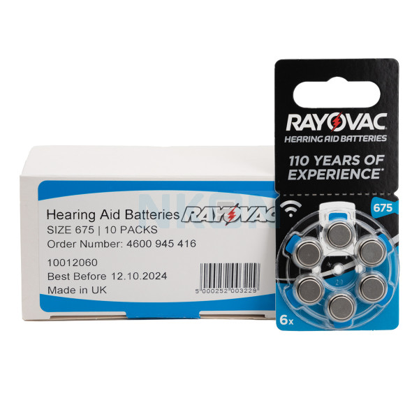 60x 675 Rayovac Acoustic Special Pilhas para aparelhos auditivos