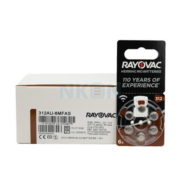 60x 312 Rayovac Acoustic Special Pilhas para aparelhos auditivos