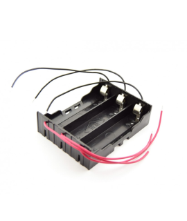 Suporte de bateria 3x 18650 com contatos de grampo e fios soltos