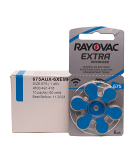 60x 675 Rayovac Extra 675 Pilhas para aparelhos auditivos