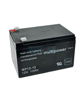 Multipower 12V 12Ah Bateria chumbo-ácido (4.8mm)