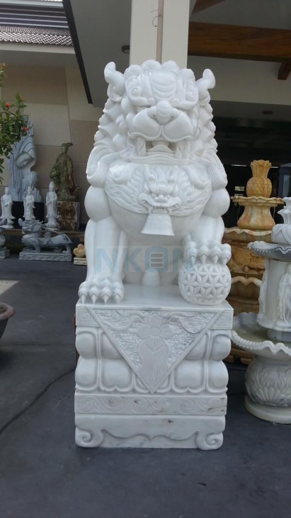 Lion gardien impériaux chinois / Fu dog - Marbre - 220cm