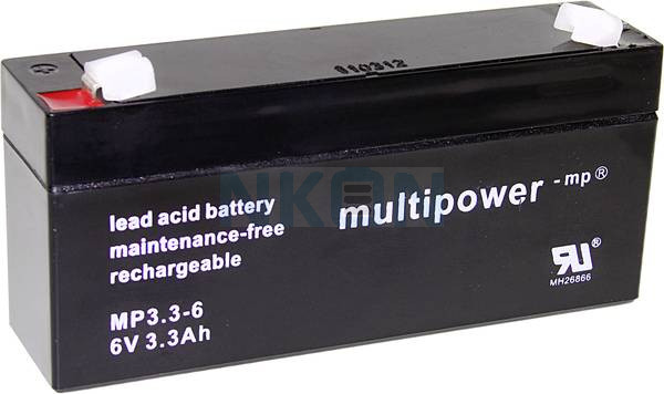 Multipower 6V 3.3Ah Batterie plomb-acide (4,8 mm)