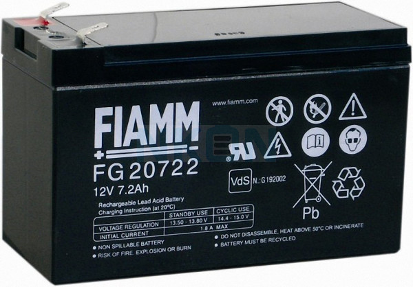 Fiamm FG 12V 7.2Ah (6.3mm) Batterie au plomb 
