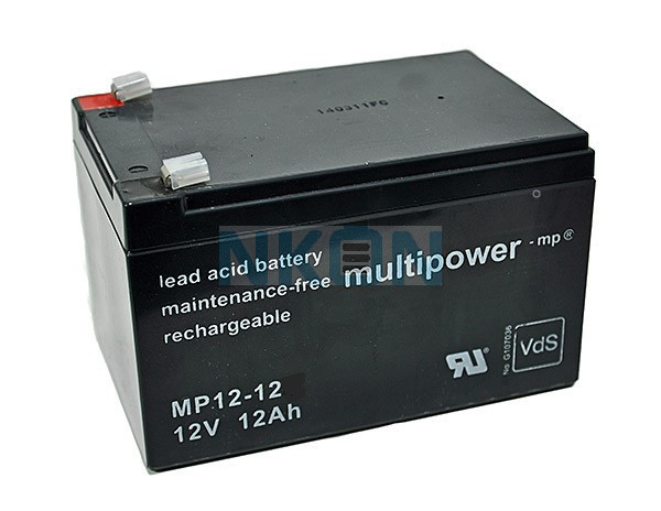 Multipower 12V 12Ah (4.8mm) Batterie plomb-acide 