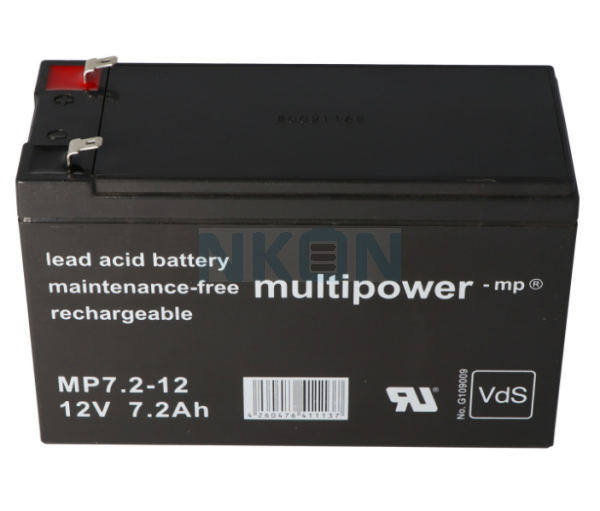 Multipower 12V 7.2Ah (4.8mm) Batterie plomb-acide 