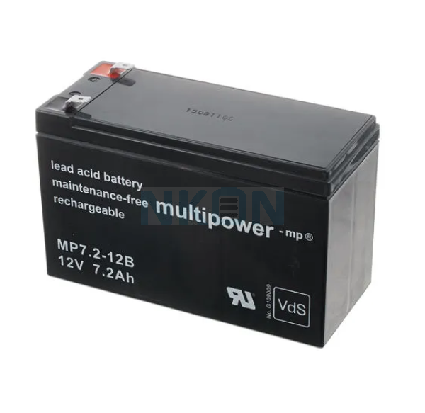 Multipower 12V 7.2Ah (6.3mm) Batterie au plomb