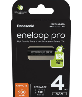 4 AAA Eneloop Pro - emballage en carton - 930mAh