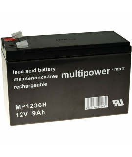 Multipower 12V 9Ah Batterie au plomb  (6,3mm)