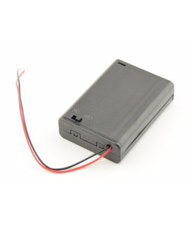Caja de baterías AA 3x con cables sueltos e interruptor