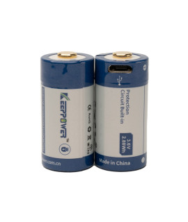 2x Keeppower 16340 850mAh (protected) - 2A - USB