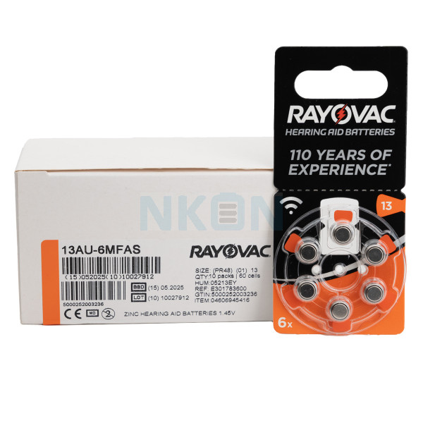 60x Rayovac Acoustic Special 13 батарейки для слухового аппарата