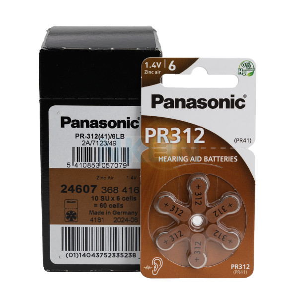 60x Panasonic 312 батареи для слуховых аппаратов