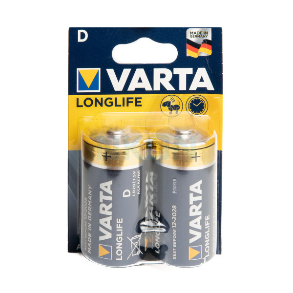 2 D Varta Longlife - блистер