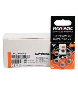 60x Rayovac Acoustic Special 13 батарейки для слухового аппарата