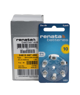 60x Renata ZA 10 батарейки для слухового аппарата