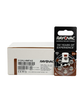 60x Rayovac Acoustic Special 312 батарейки для слухового аппарата