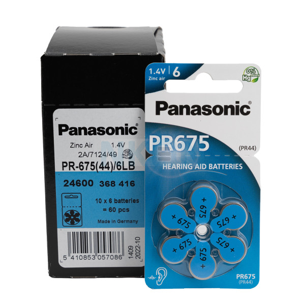 60x 675 Panasonic Hörgerätebatterien