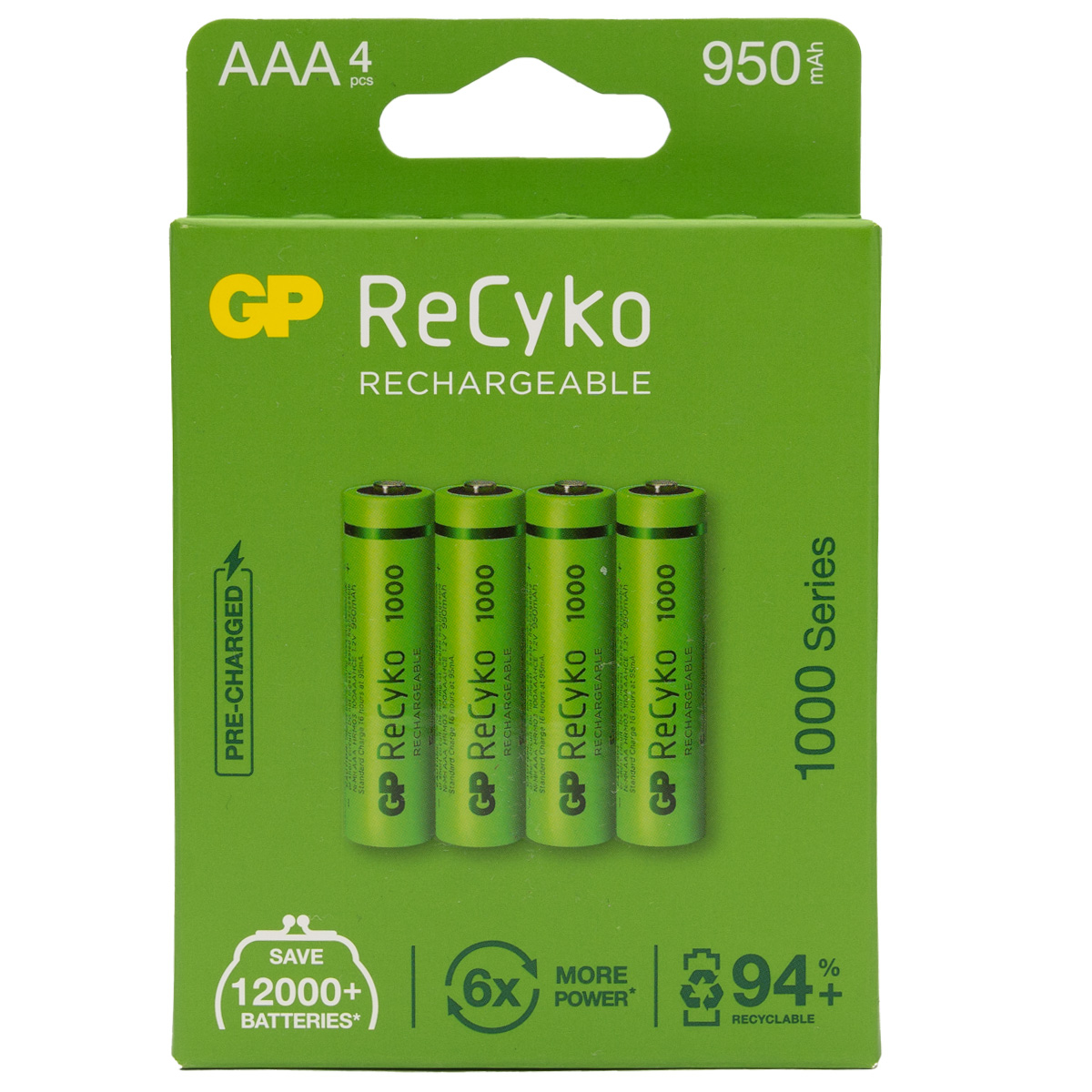 controleren leerling strijd 4 AAA GP Recyko 1000 - 950mAh - AAA - NiMH - Oplaadbare batterijen | NKON