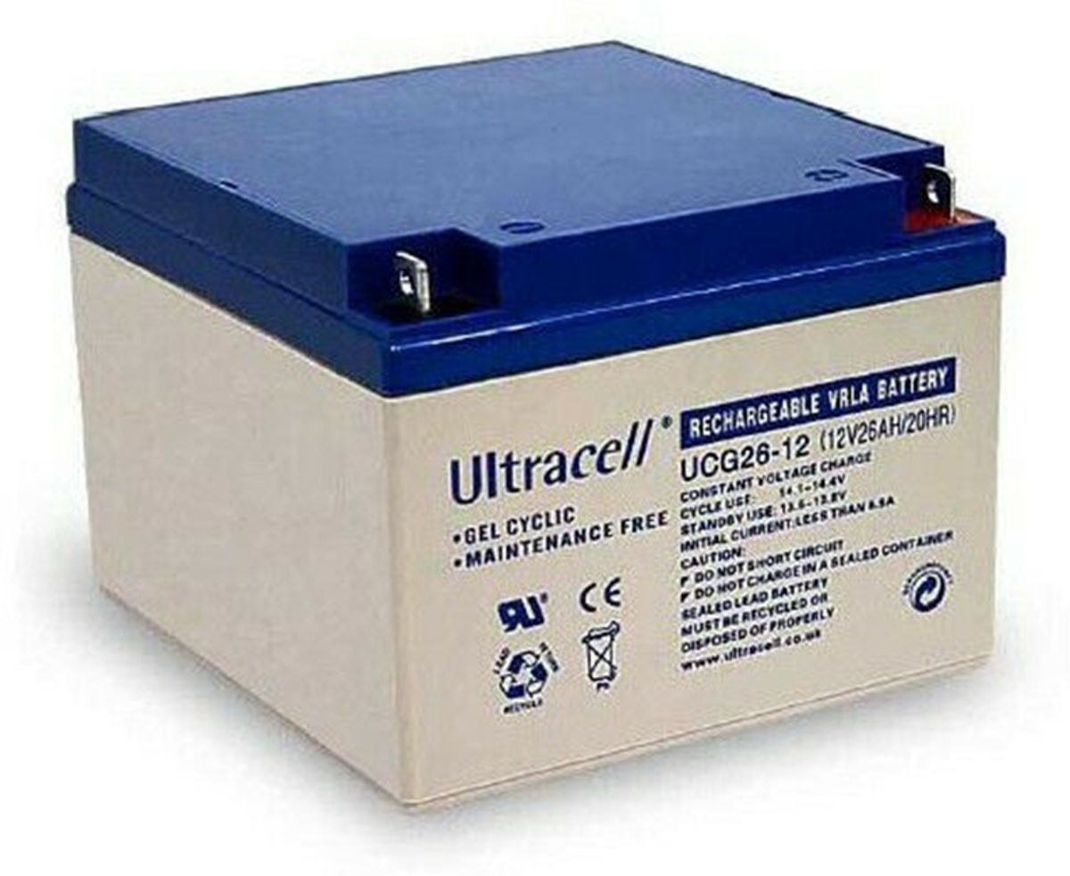 Klagen Ter ere van Sijpelen Ultracell UCG26-12 Deep Cycle Gel 12V 26Ah Loodaccu - 12V - Loodaccu's -  Oplaadbare batterijen | NKON