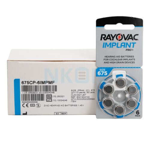 60x 675 Rayovac Cochlear Implant Pro + hearing aid batteries