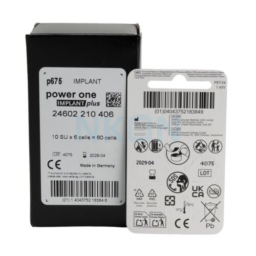 60x 675 PowerOne Implant Plus hoorbatterijen