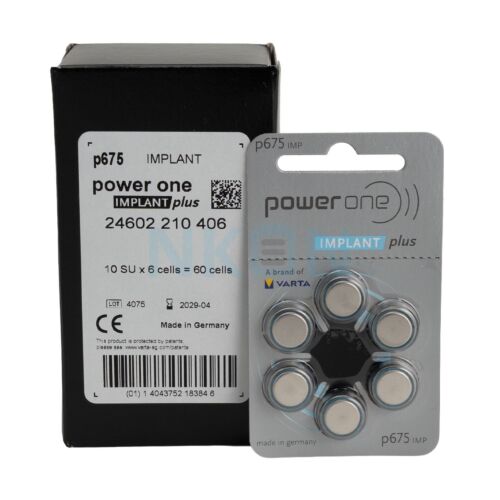 60x 675 PowerOne Implant Plus hoorbatterijen