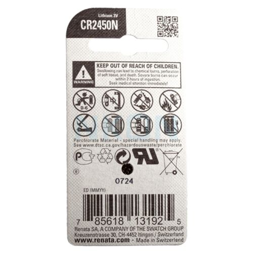 Renata CR2450 Lithium-Batterien – 3 V, 2 Stück, Für Uhren Und Kleingeräte