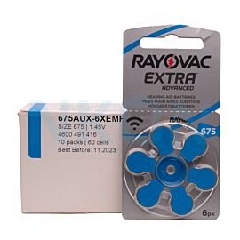 60x Rayovac Extra 675 батарейки для слуховых аппаратов