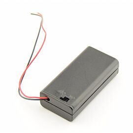 Caja de baterías AA 2x con cables sueltos e interruptor