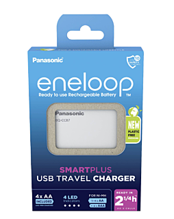 Panasonic Eneloop BQ-CC87E USB Cargador de batería+ 4 AA Eneloop (2000 mAh) (embalaje de cartón)