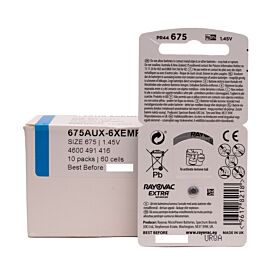 60x 675 Rayovac Extra hearing aid batteries
