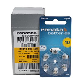 60x 10 Renata ZA hearing aid batteries