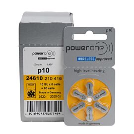 60x 10 PowerOne Wireless hearing aid batteries