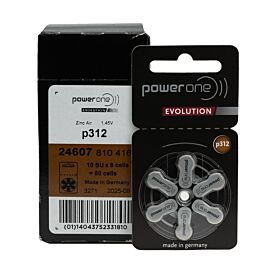 60x 312 PowerOne Evolution hearing batteries