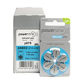 60x 675 PowerOne Implant Plus hearing aid batteries