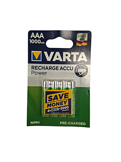 4 AAA Varta Recharge Accu Power - 1000mAh (Year of manufacture 2019)