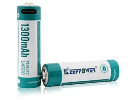 2x Keeppower 14500 1300mAh (protected) - 2A - USB-C