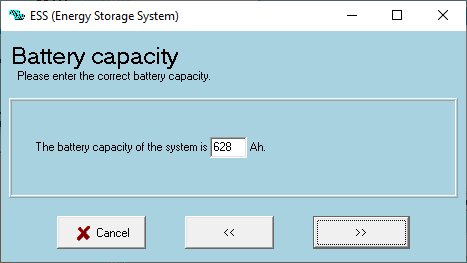 Capaciteitsvoorbeeld: 628 Ah voor de gedocumenteerde batterijbank.