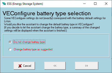 Behoud het al gekozen batterijtype.